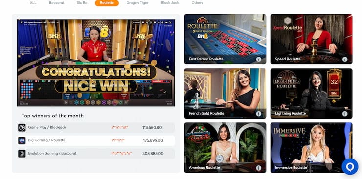 Online Roulette at BK8