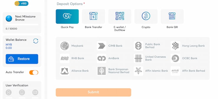 Deposit Methods at BK8