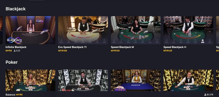 Online Blackjack MY at 12Play
