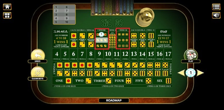 Specific Triples Bet Sic Bo